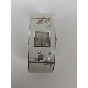 Rivo Bird Butterfly Floral Enamel Gold Tone Womens Wrist Watch